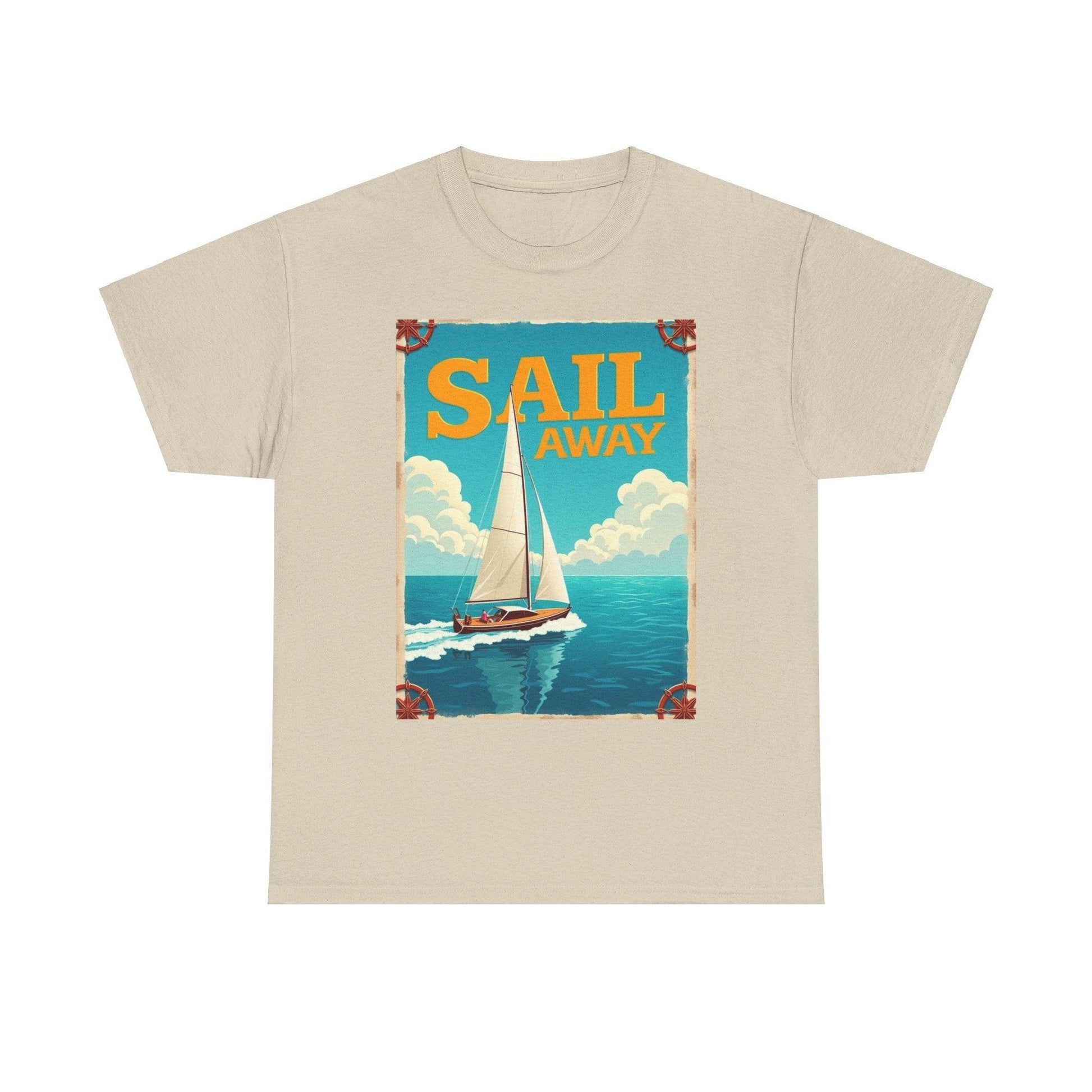 Sail Away Tee - Unisex Heavy Cotton for Ocean Lovers - Even Keel LLC