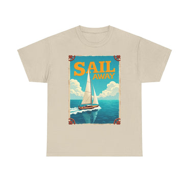 Sail Away Tee - Unisex Heavy Cotton for Ocean Lovers - Even Keel LLC