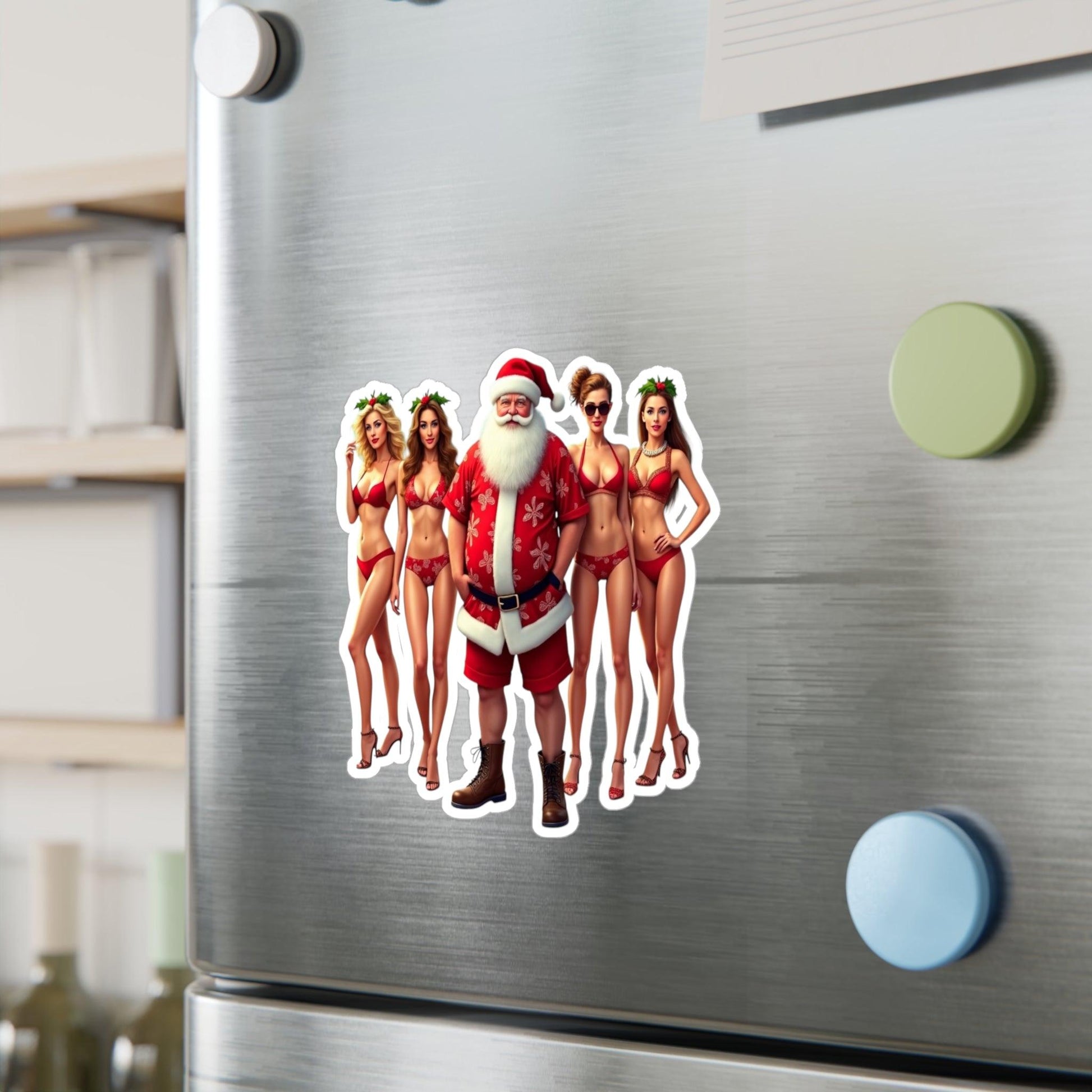 Santa And His Elves Decal For Holiday Decor - Even Keel LLC