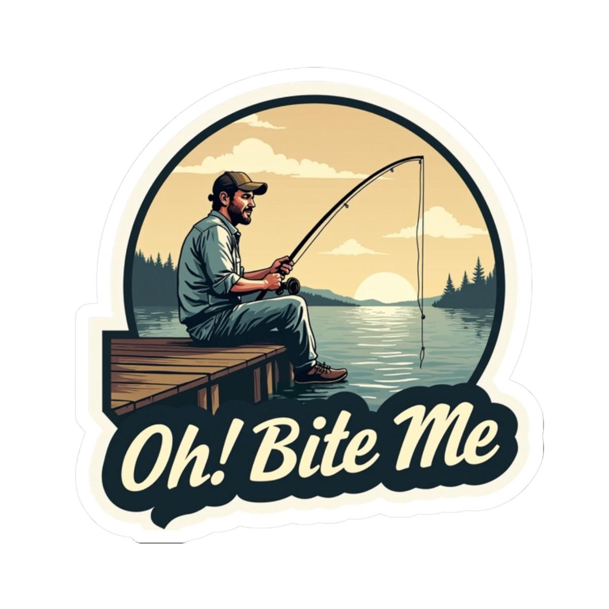 Bite Me, Fish On! Sticker for Fun Outdoor Decor Item - Even Keel LLC