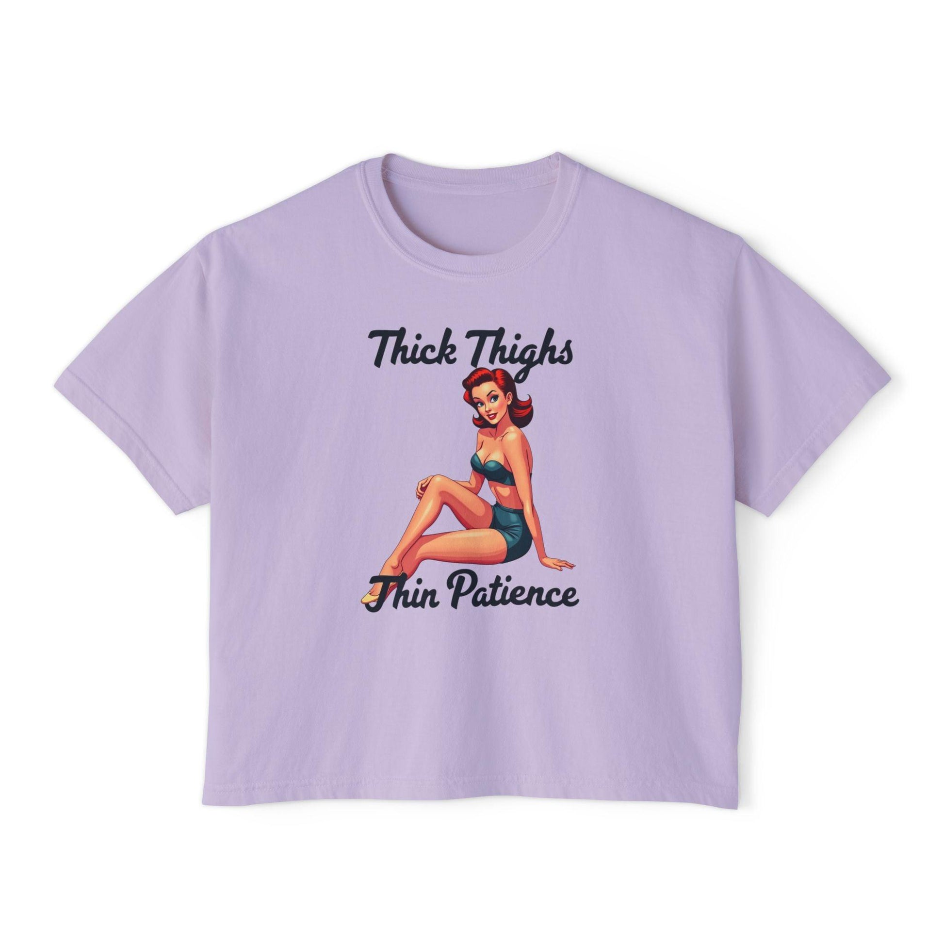 Women's Boxy Tee - Thick Thighs Thin Patience Style - Even Keel LLC