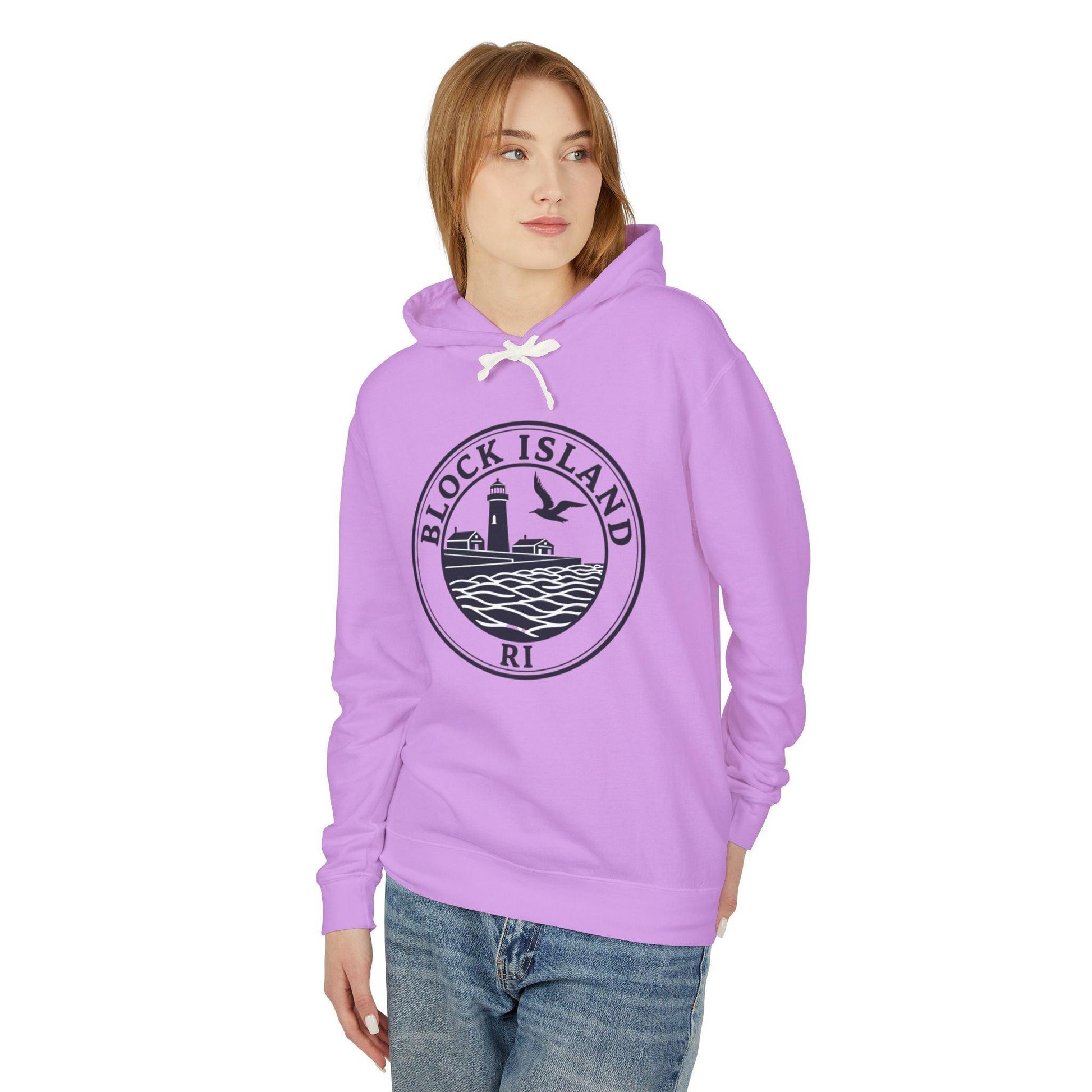 Block Island, RI Lighthouse Hooded Sweatshirt for Comfort - Even Keel LLC