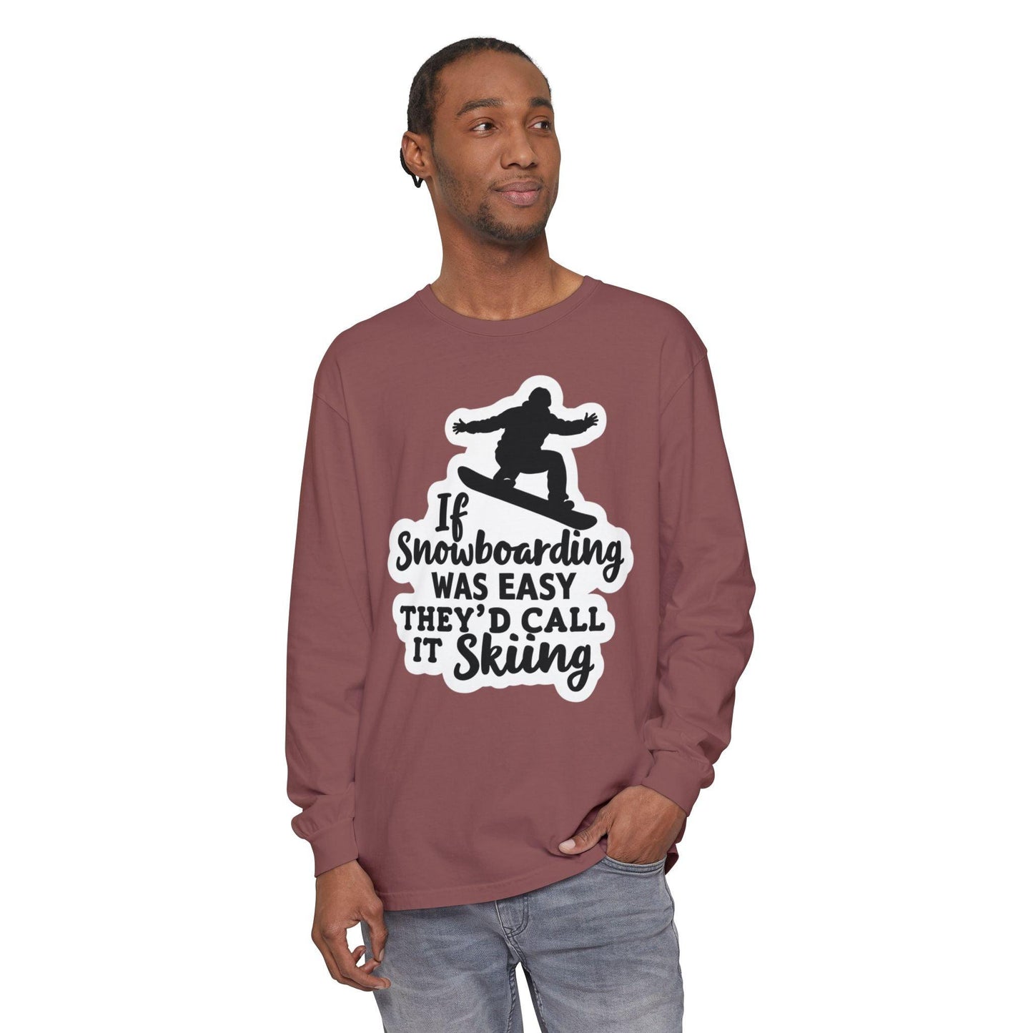 Snowboarding L/S Tee - If Snowboarding Was Easy Skiing - Even Keel LLC