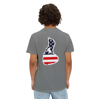 Patriotic Pocket T-Shirt - Unisex Garment-Dyed Tee with USA Map Design - Even Keel LLC