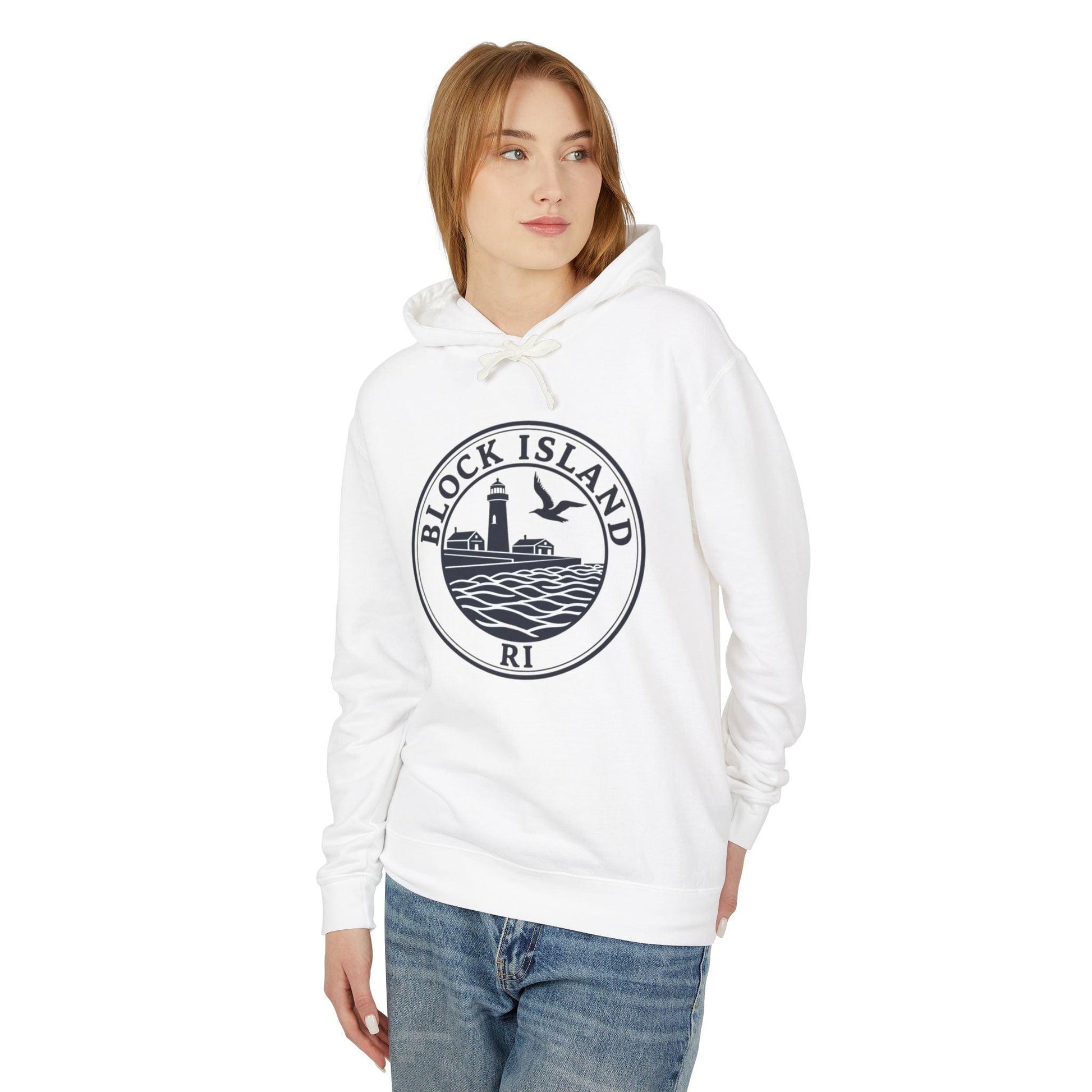 Block Island, RI Lighthouse Hooded Sweatshirt for Comfort - Even Keel LLC