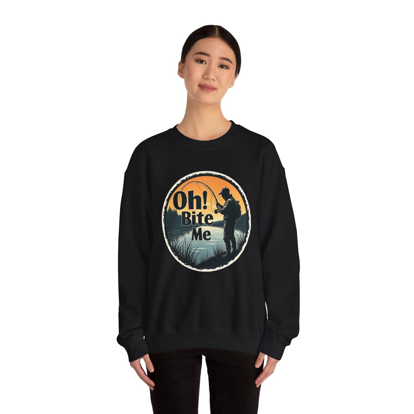 Oh Bite Me Fishing Crewneck Sweatshirt for Comfort and Style - Even Keel LLC