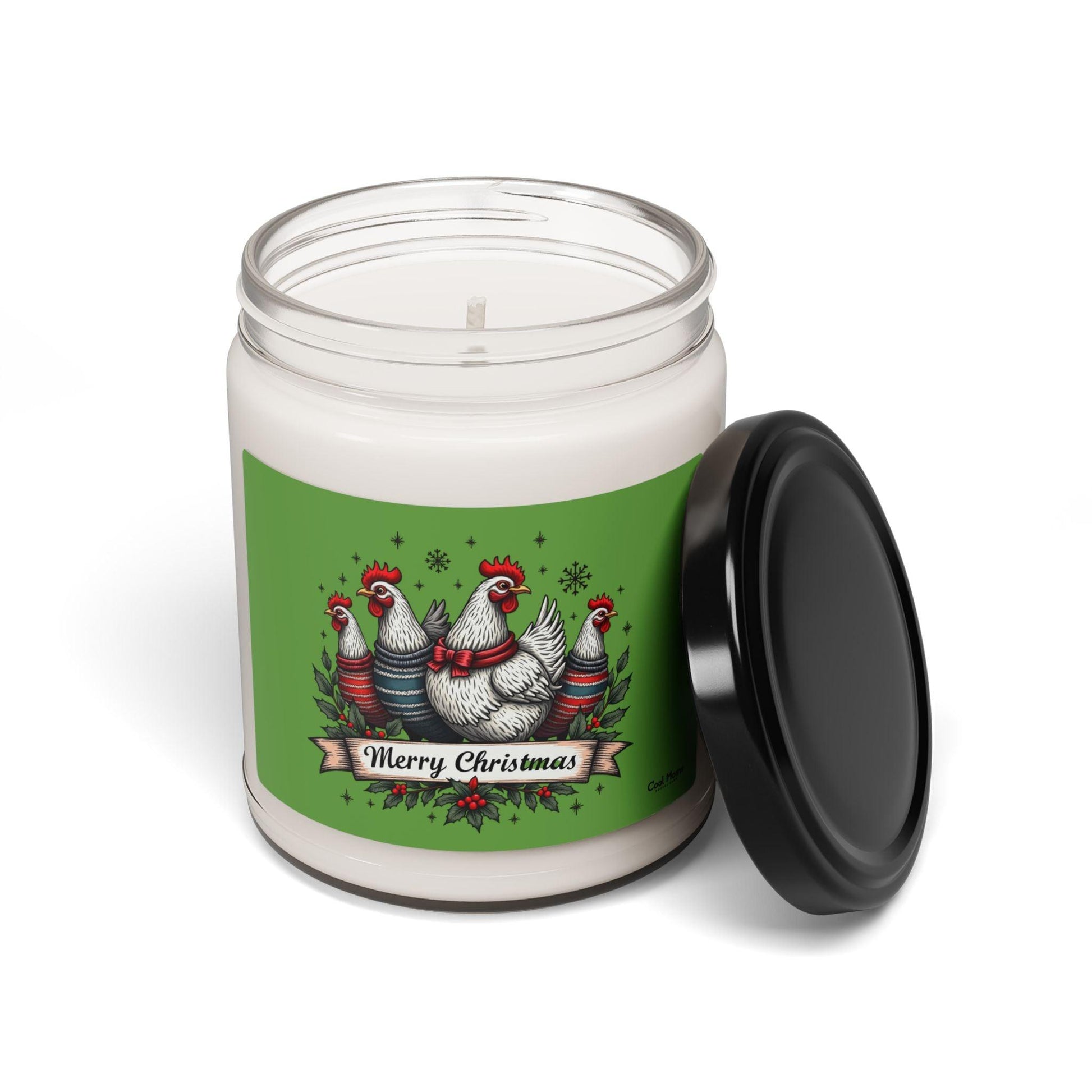 Candle - Merry Christmas Chicken Design 9oz Scented Soy Candle - Even Keel LLC