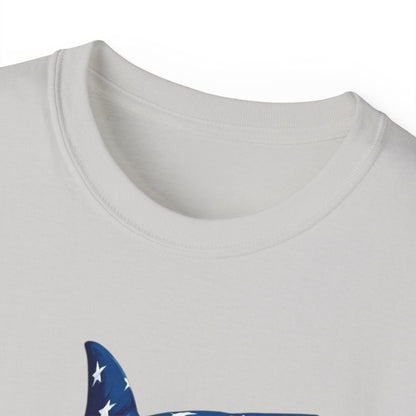 Patriotic Shark Unisex Ultra Cotton Tee | American Flag Design - Even Keel LLC