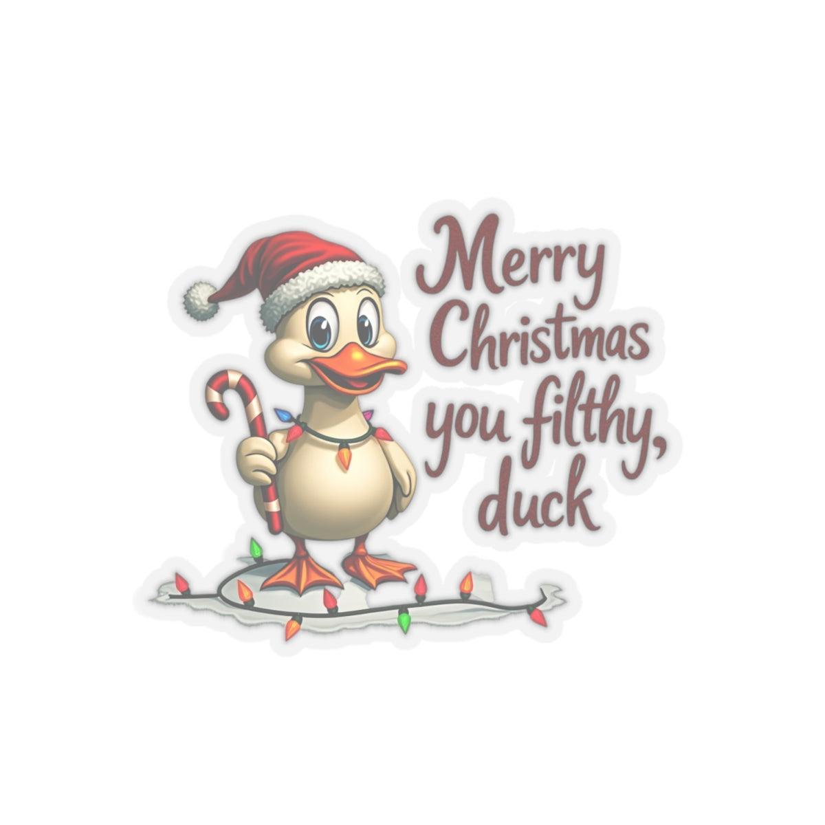 Christmas Duck Kiss-Cut Sticker for Quirky Holiday Fun - Even Keel LLC