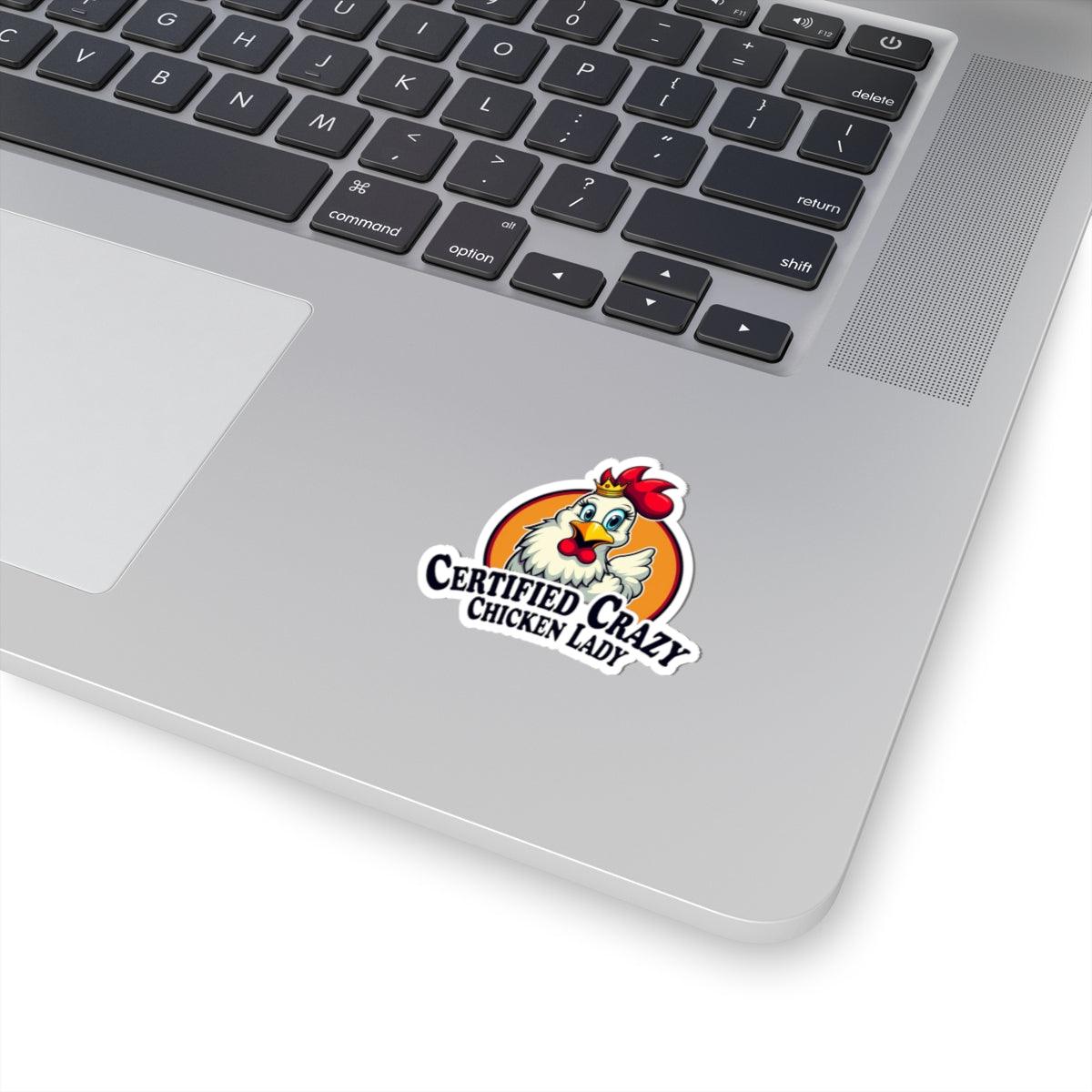 Crazy Chicken Lady - Certified Cartoon Sticker for Decor - Even Keel LLC