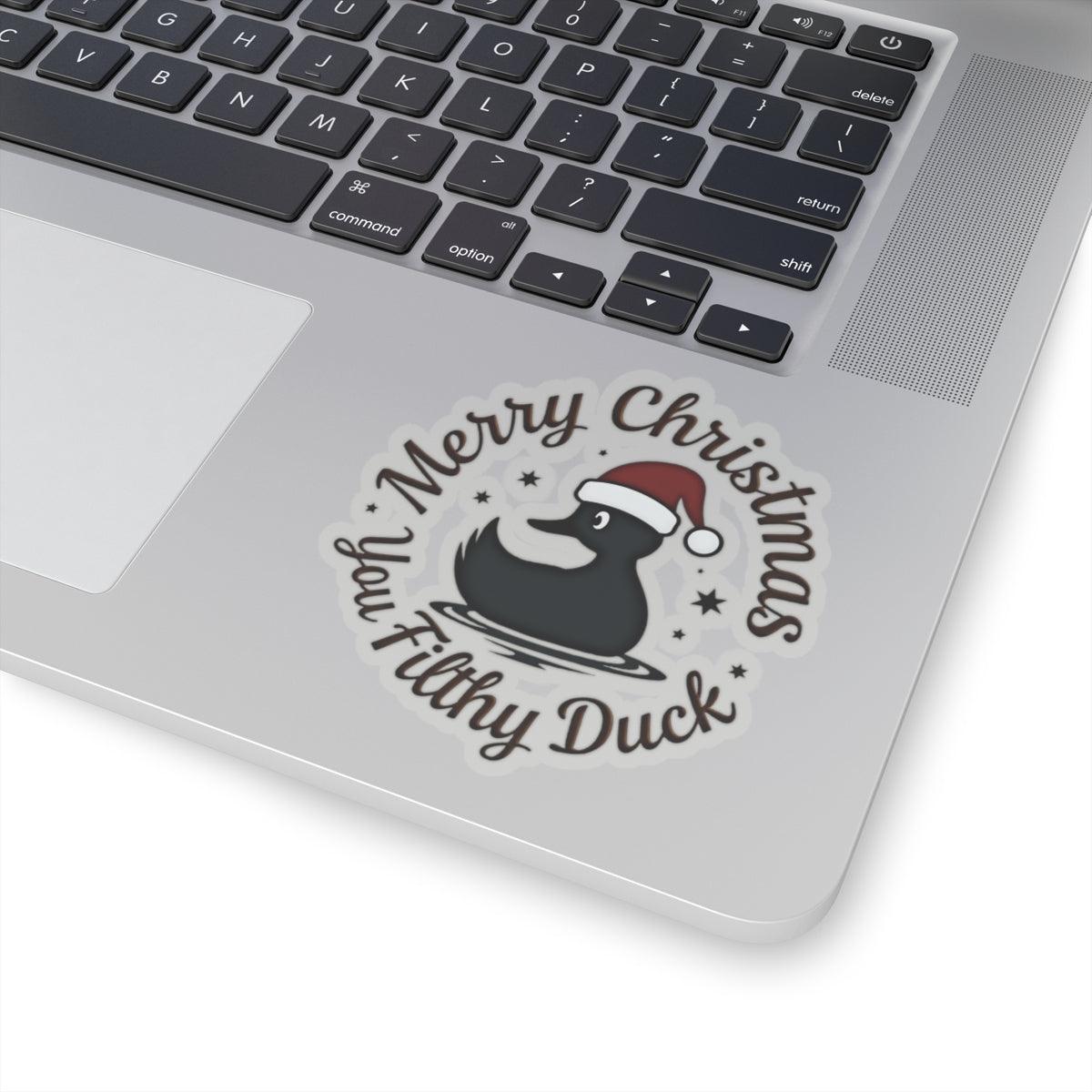 Merry Christmas Ya Filthy Duck Sticker for Fun Decor - Even Keel LLC