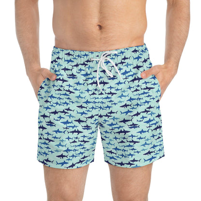 Shark Pattern Swim Trunks for Beach Days and Summer Fun - Even Keel LLC