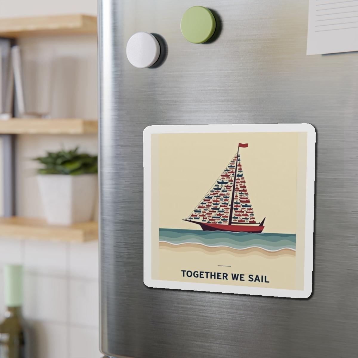 Together We Sail Magnet Custom Die-Cut Durable Design - Even Keel LLC