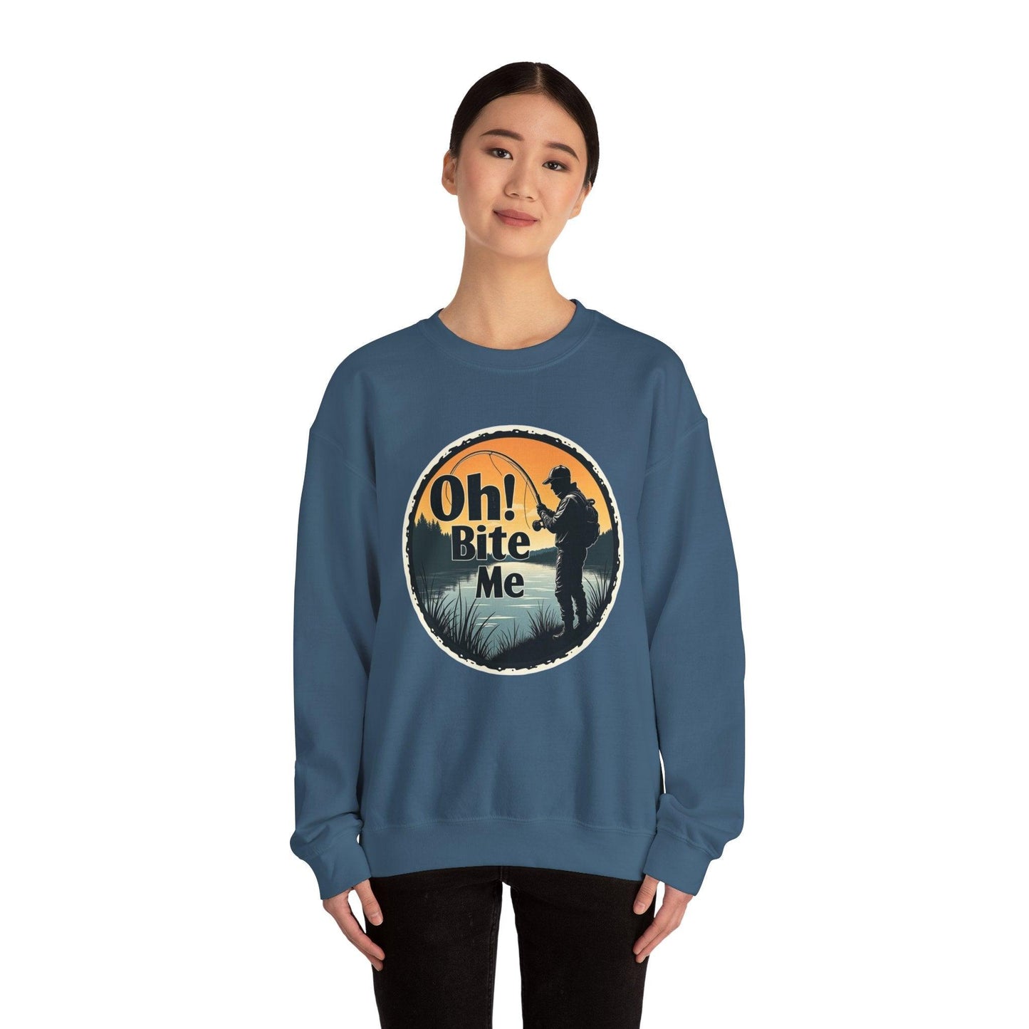 Oh Bite Me Fishing Crewneck Sweatshirt for Comfort and Style - Even Keel LLC