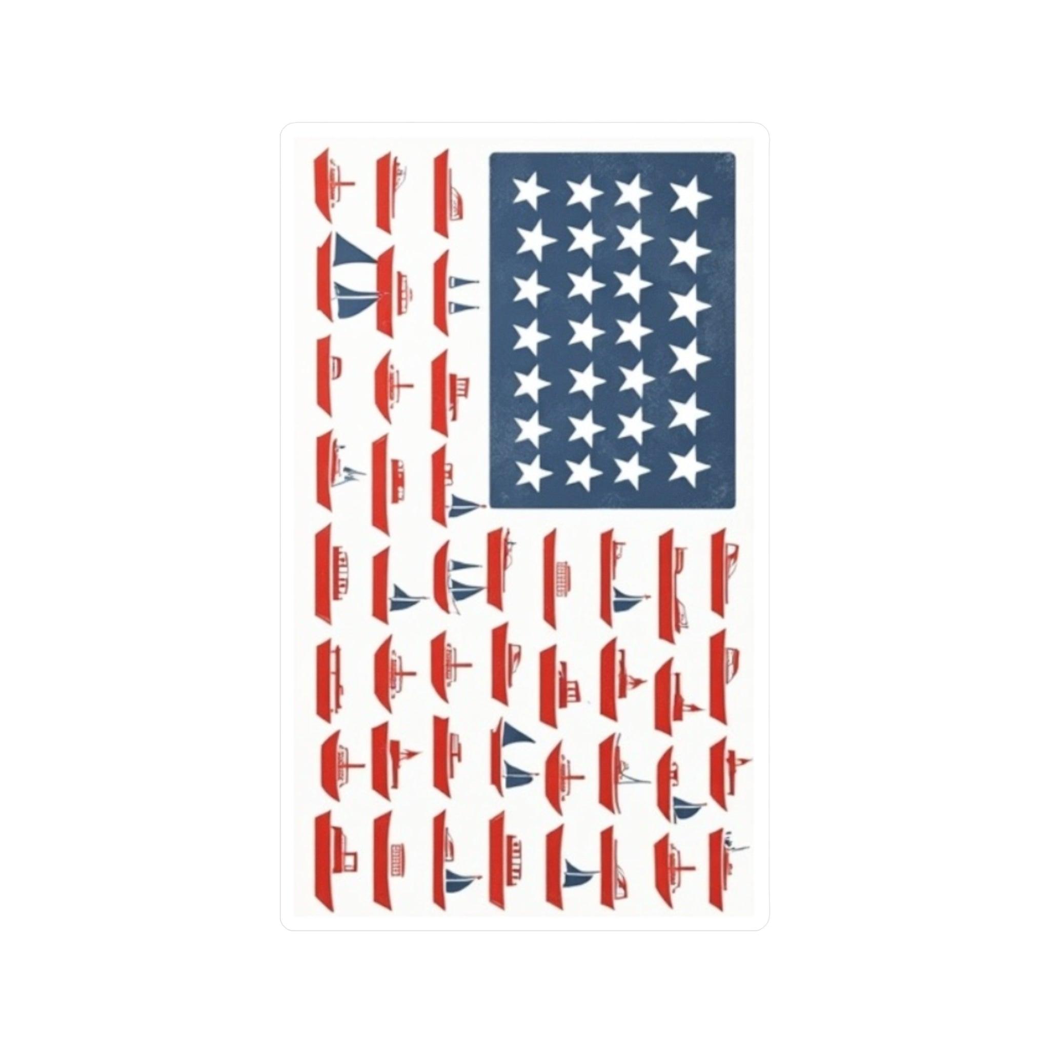 American Flag Designed with Ships Decal for Home Decor - Even Keel LLC