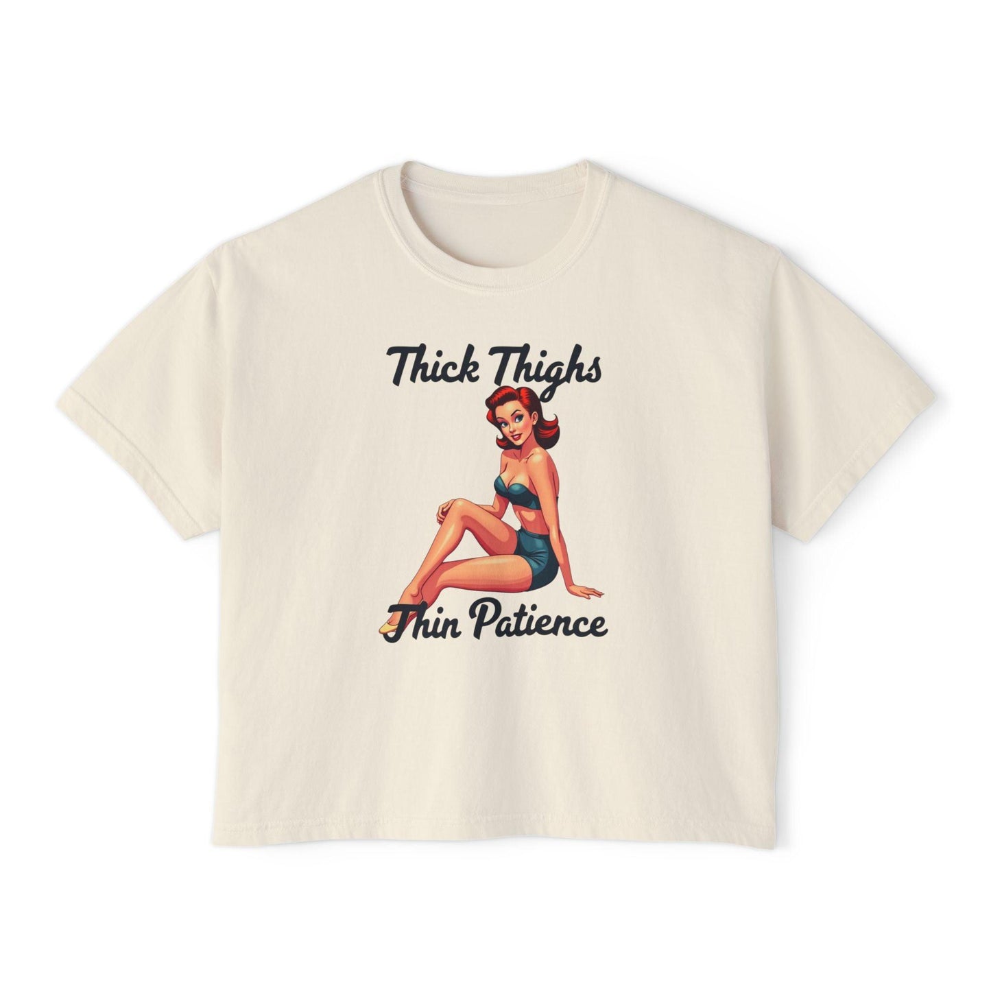 Women's Boxy Tee - Thick Thighs Thin Patience Style - Even Keel LLC