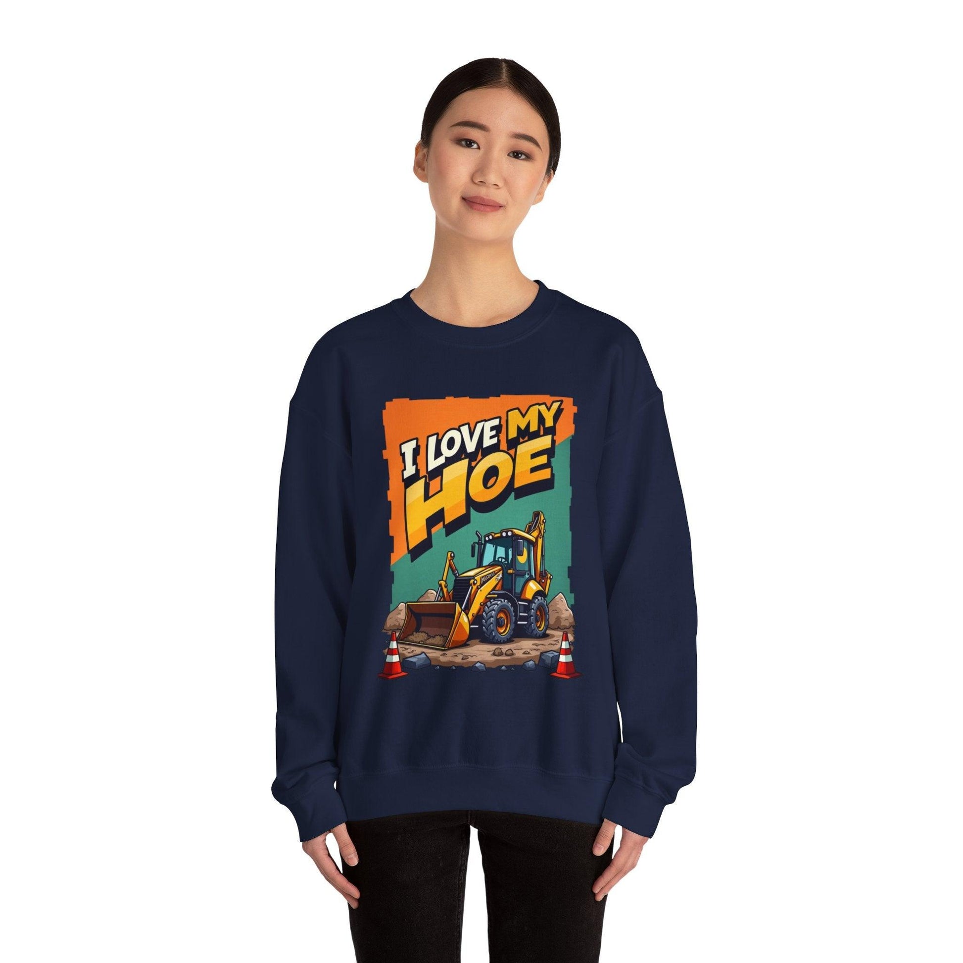 Crewneck Sweatshirt "I Love My Hoe" Backhoe Joke Gift - Even Keel LLC