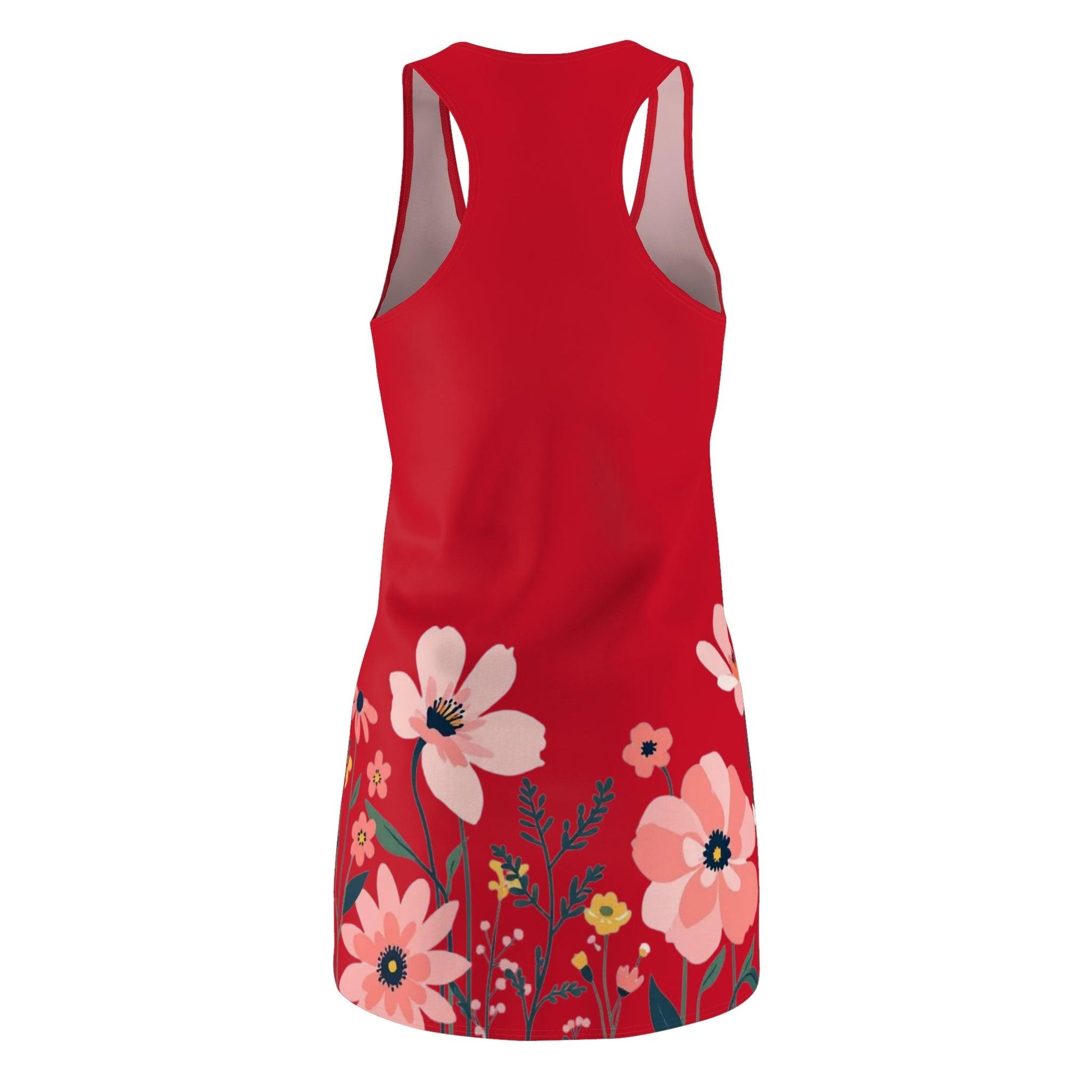 Dark Red Floral Print Racerback Dress for Women Perfect for Spring - Even Keel LLC