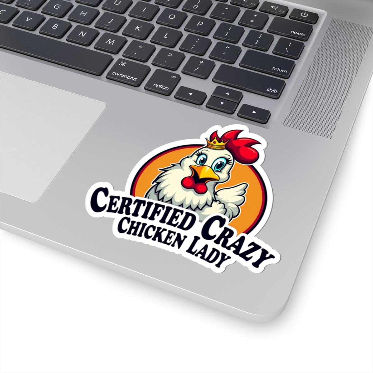 Crazy Chicken Lady - Certified Cartoon Sticker for Decor - Even Keel LLC