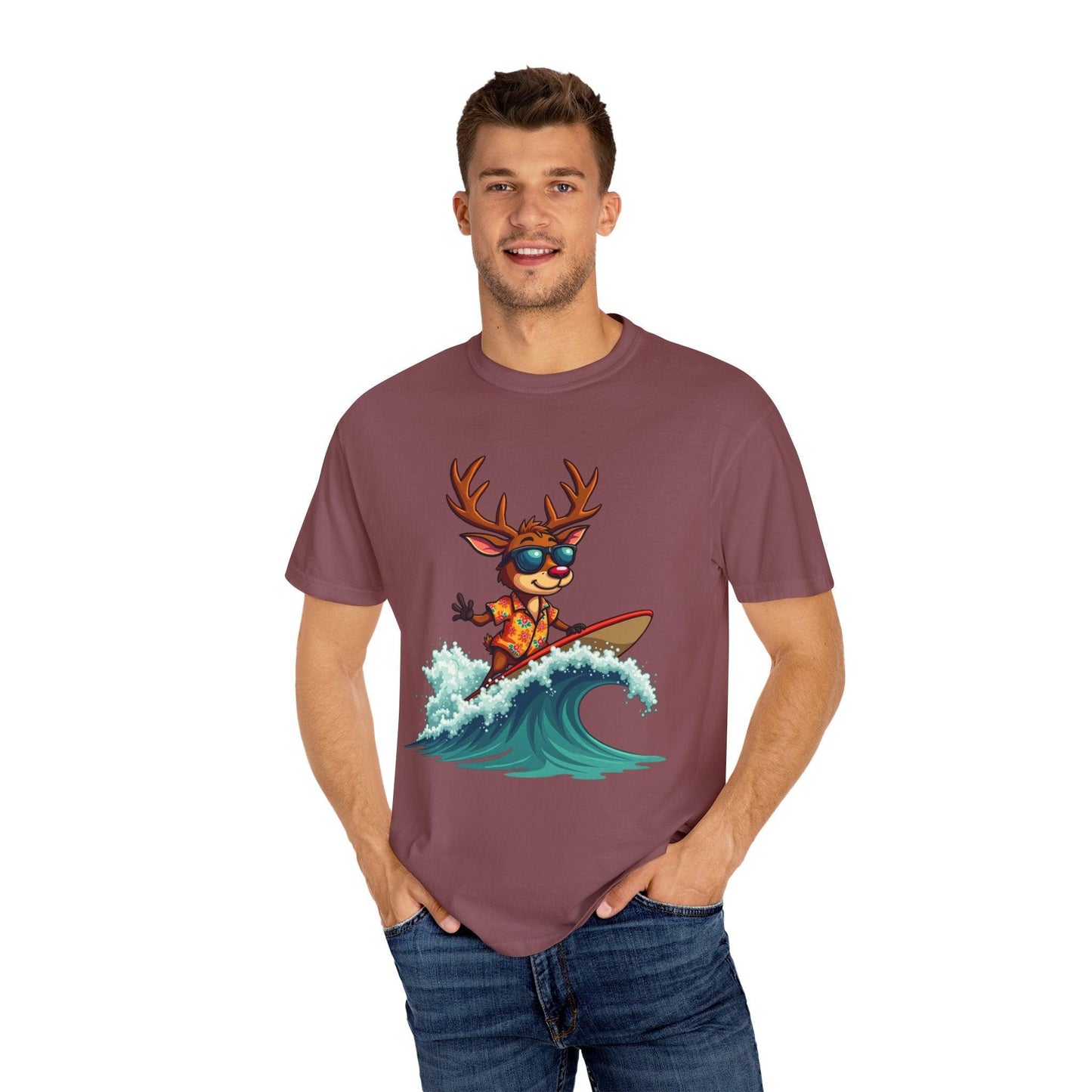 Surfing Reindeer T-Shirt for Fun Christmas Style - Even Keel LLC