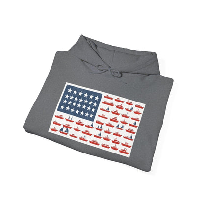 American Ship Flag Hooded Sweatshirt for Cozy Comfort - Even Keel LLC