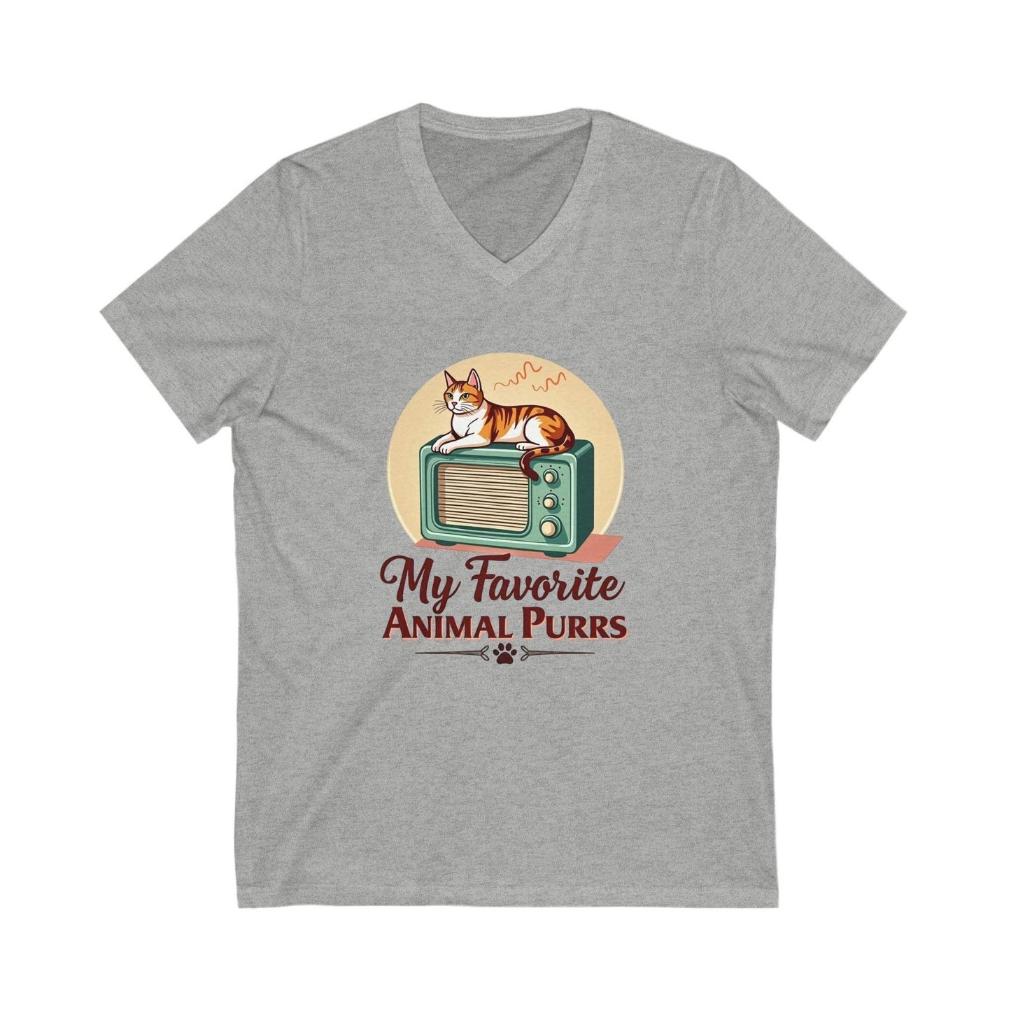 Cat Lover V-Neck Tee - My Favorite Animal Purrs Shirt - Even Keel LLC