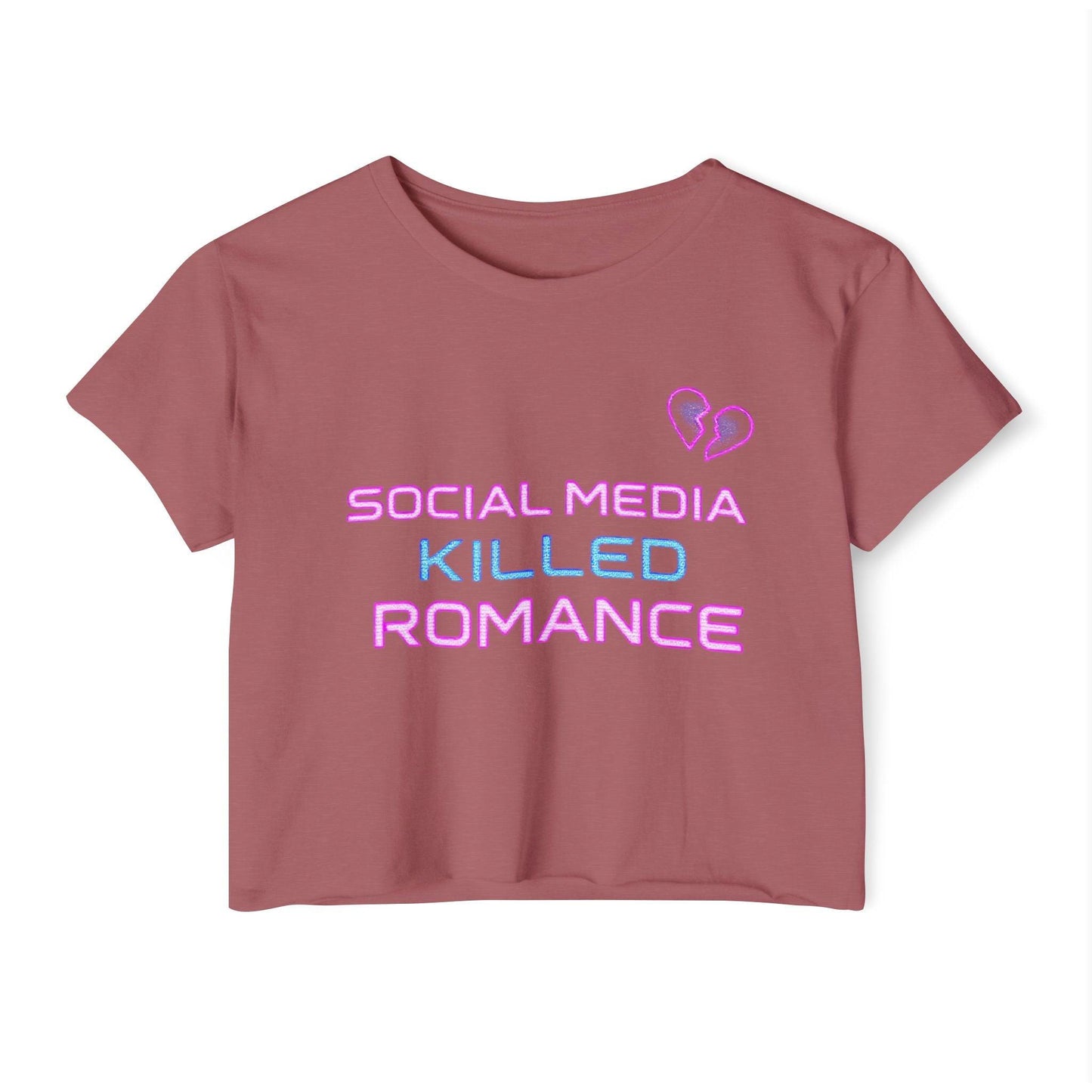 Crop Top - Social Media Killed Romance Women's Festival Clothing - Even Keel LLC