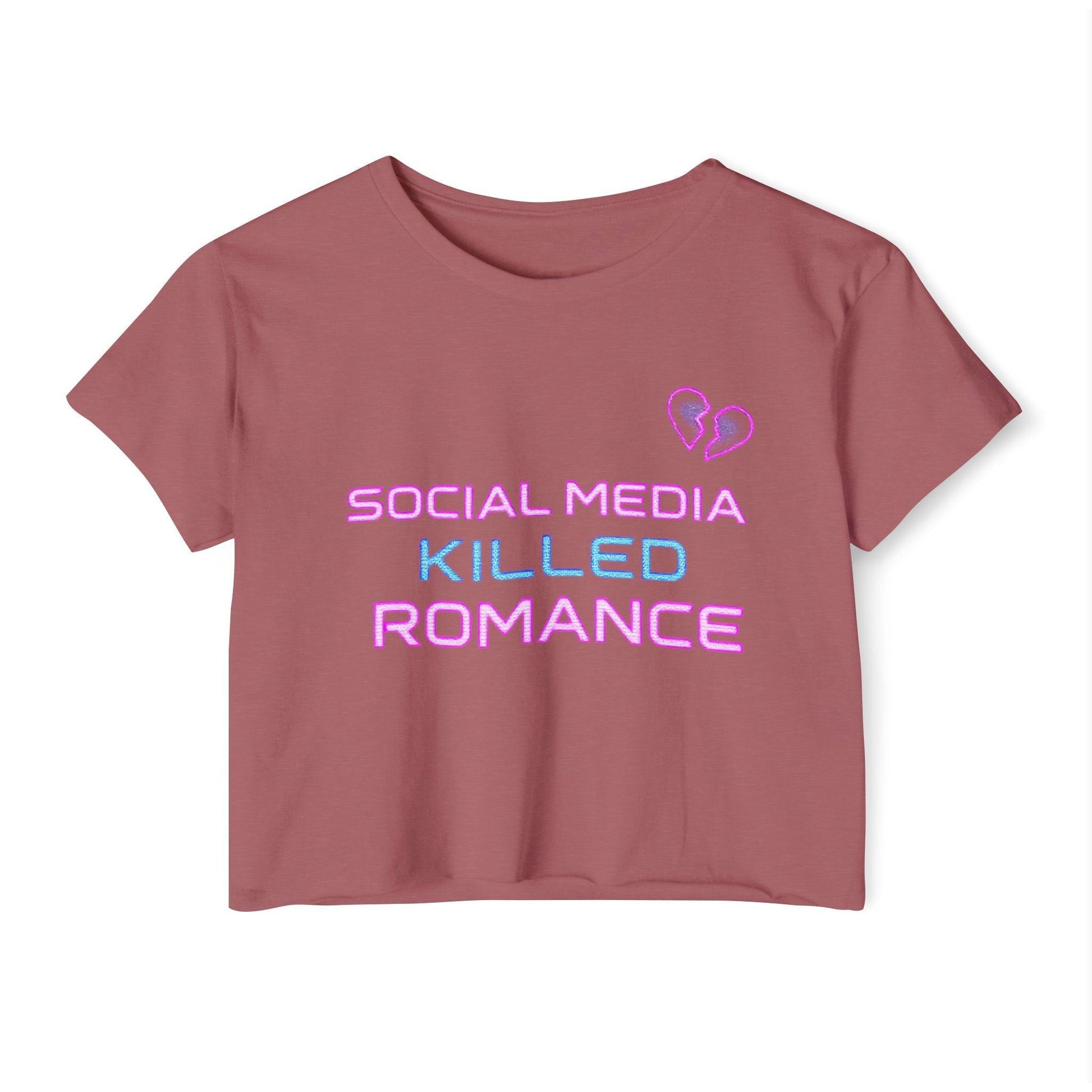 Crop Top - Social Media Killed Romance Women's Festival Clothing - Even Keel LLC