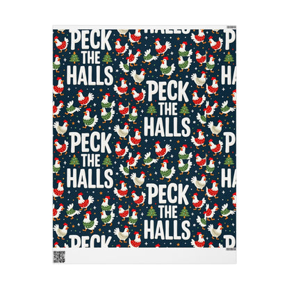 Peck the Halls Christmas Wrapping Papers Fun Gift Wrap - Even Keel LLC