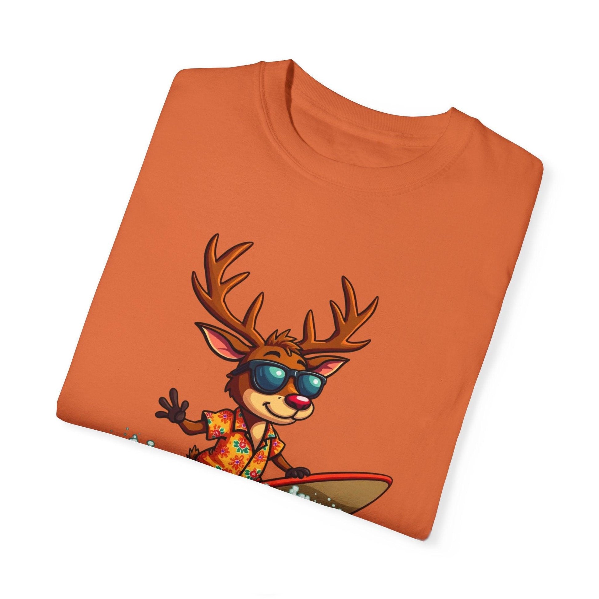 Surfing Reindeer T-Shirt for Fun Christmas Style - Even Keel LLC