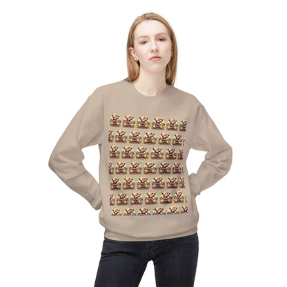 Santa With His Chicks Fleece Crewneck Sweatshirt for Adults - Even Keel LLC