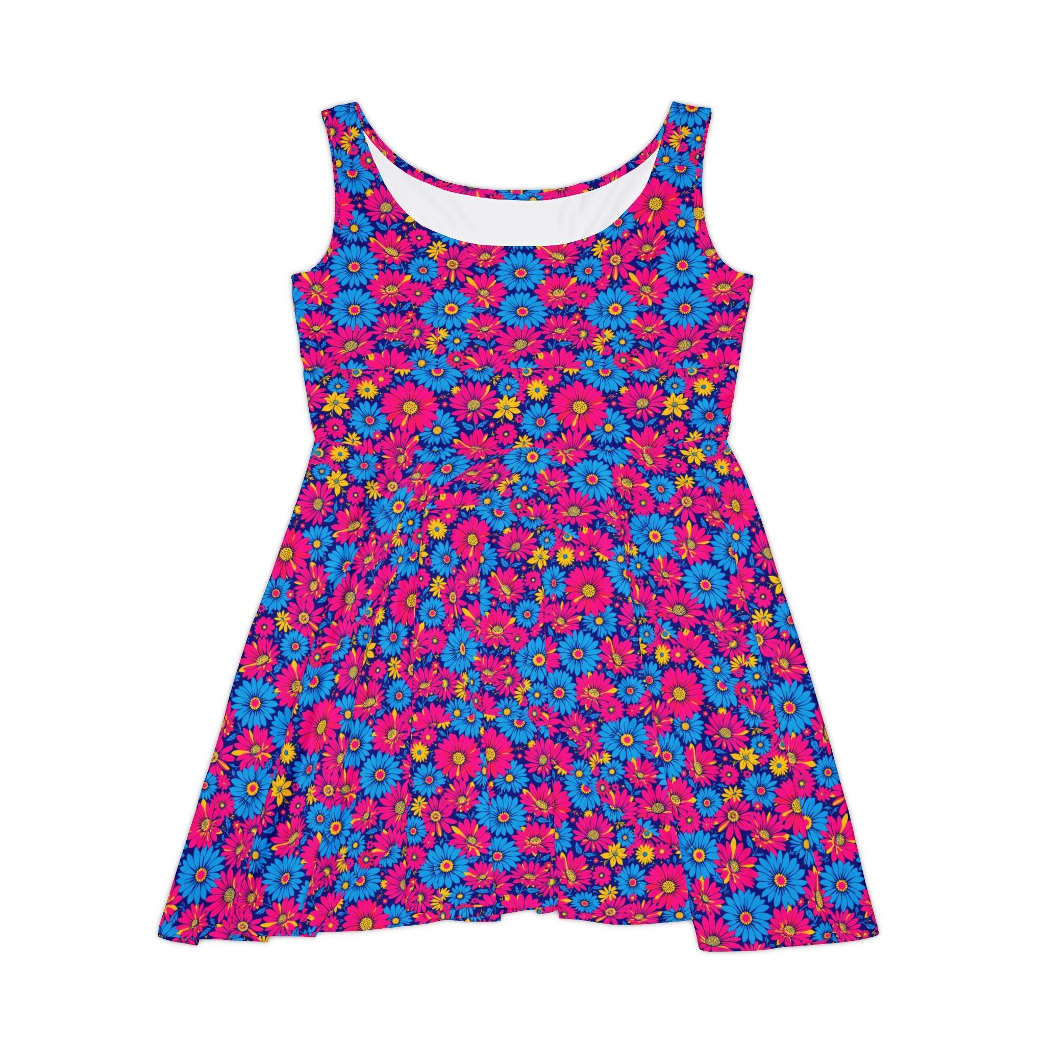 Vibrant Floral Women's Skater Dress for Spring Celebrations - Even Keel LLC