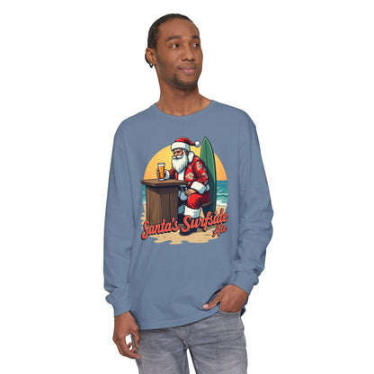 Surfside Santa Long Sleeve T-Shirt for Festive Comfort - Even Keel LLC