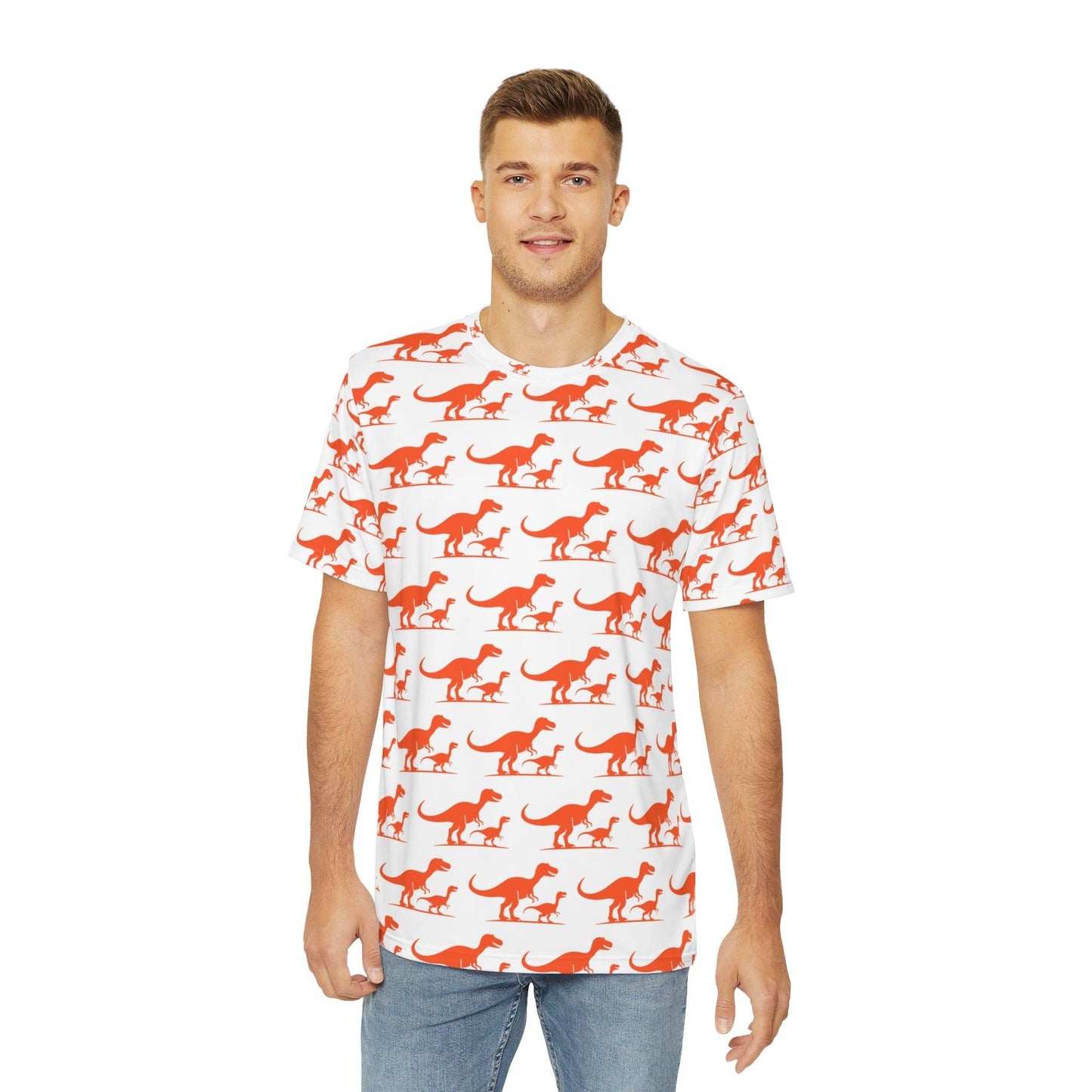 Men's Tee - T-Rex Orange Dinosaur Shirt for Fun Style - Even Keel LLC