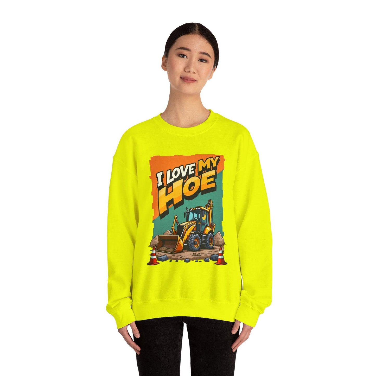 Crewneck Sweatshirt "I Love My Hoe" Backhoe Joke Gift - Even Keel LLC