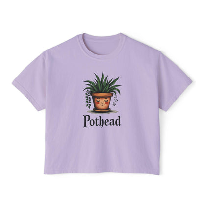 Cute Pot Face Planter Women's Boxy Tee for Plant Lovers - Even Keel LLC