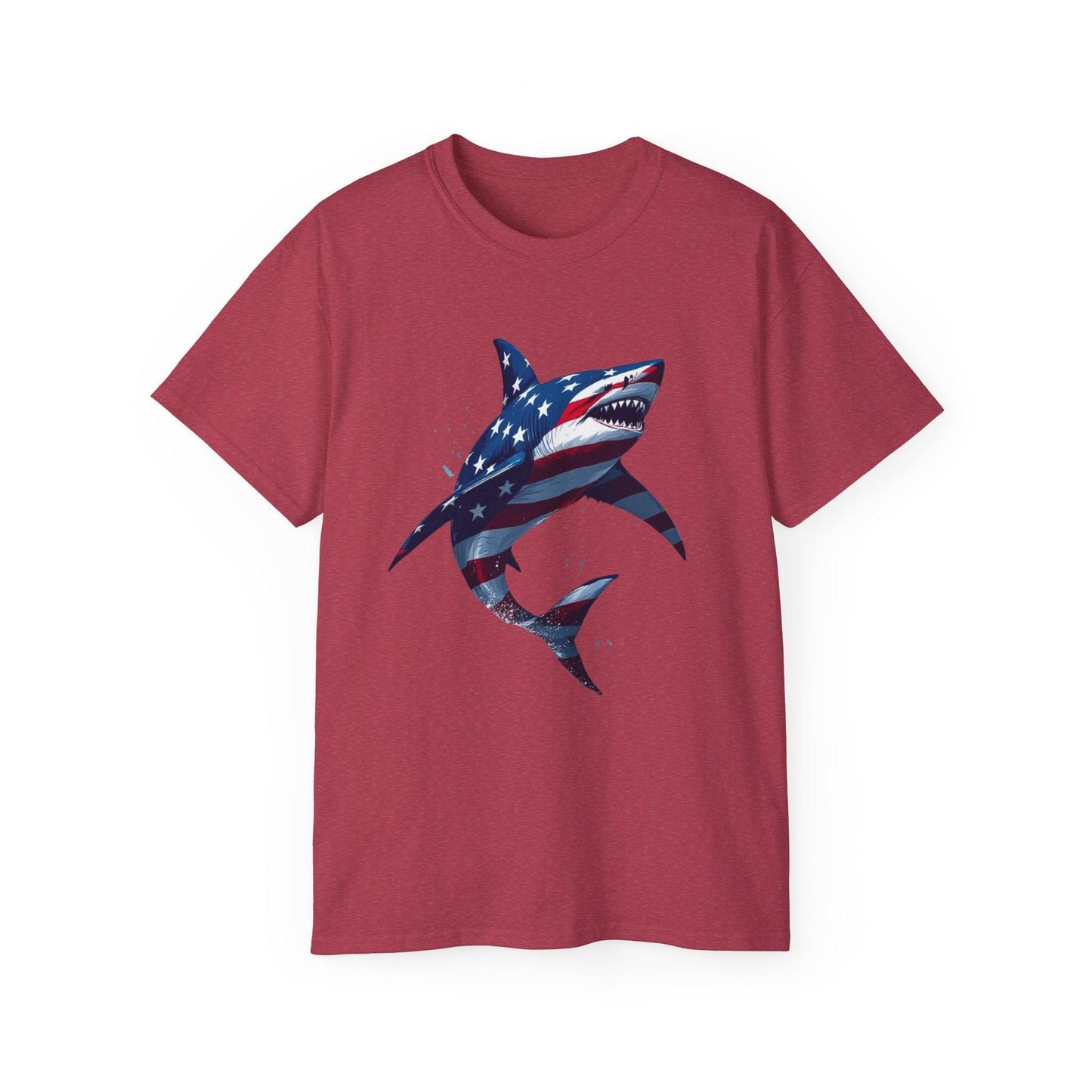 Patriotic Shark Unisex Ultra Cotton Tee | American Flag Design - Even Keel LLC