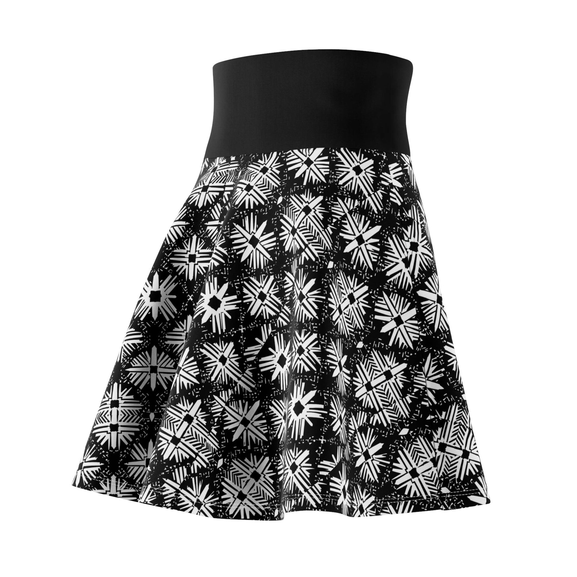 Stylish Women's Skater Skirt with Black and White Floral Print - Even Keel LLC