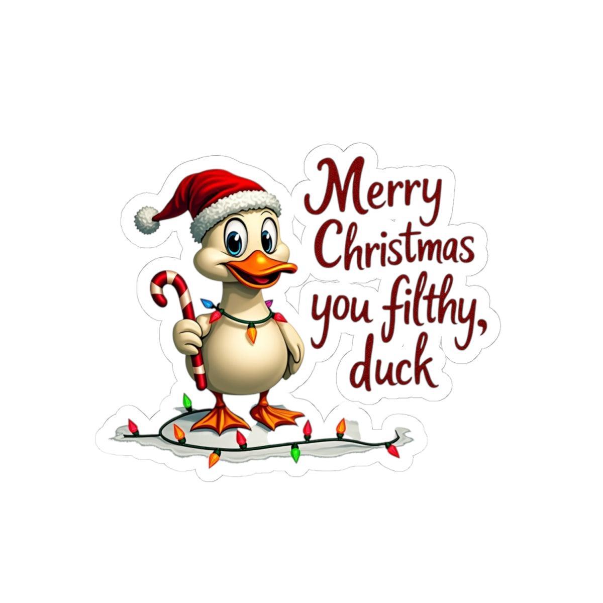 Christmas Duck Kiss-Cut Sticker for Quirky Holiday Fun - Even Keel LLC