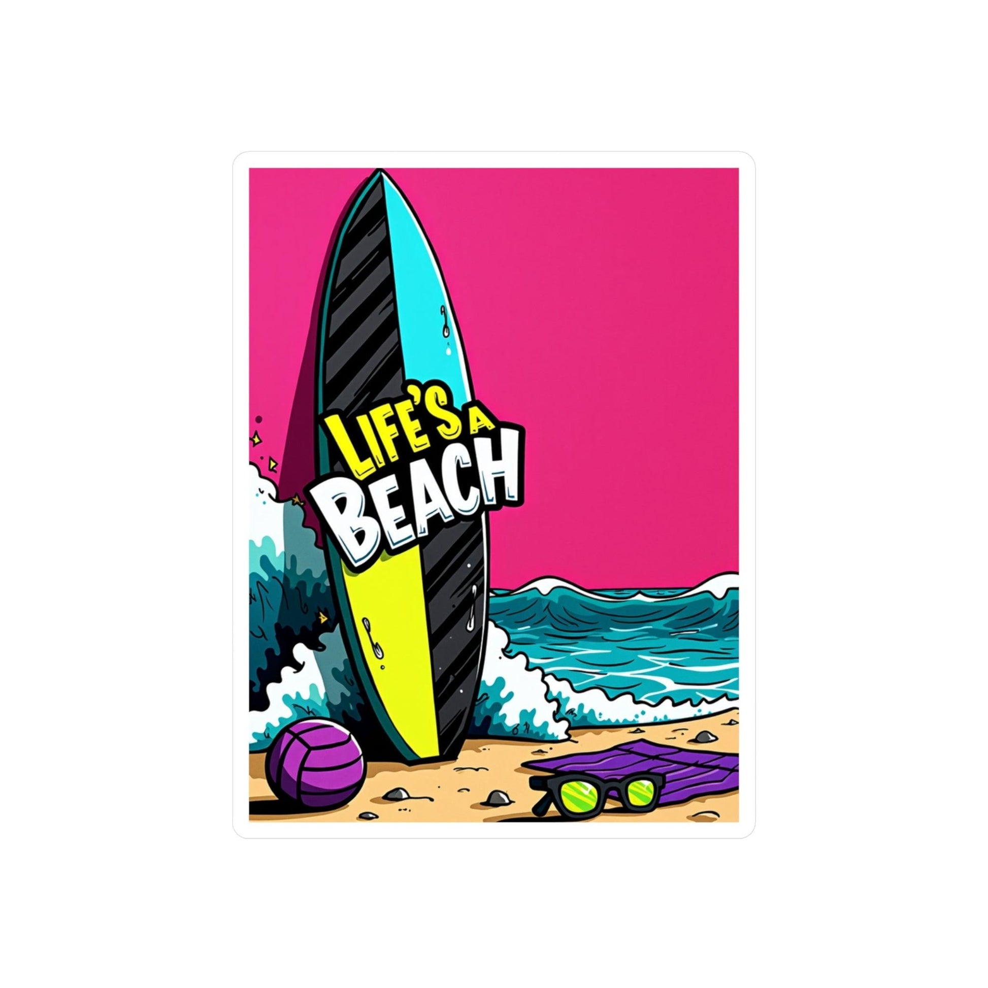 Retro Beach Kiss-Cut Decal for Laptops and Water Bottles - Even Keel LLC