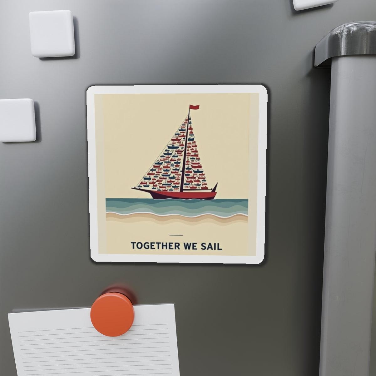 Together We Sail Magnet Custom Die-Cut Durable Design - Even Keel LLC