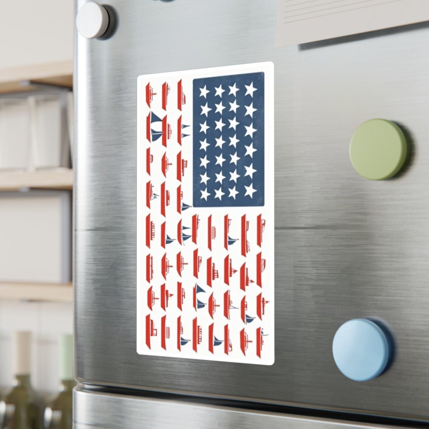 American Flag Designed with Ships Decal for Home Decor - Even Keel LLC