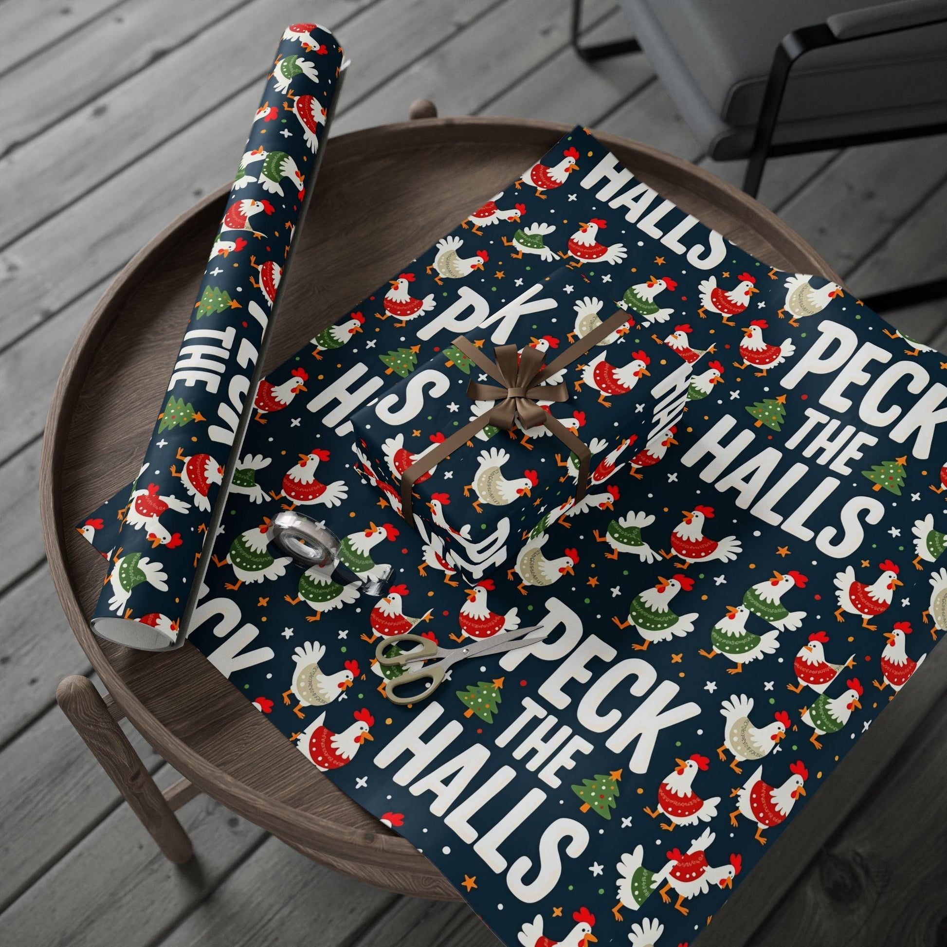 Peck the Halls Christmas Wrapping Papers Fun Gift Wrap - Even Keel LLC