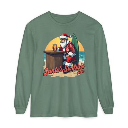 Surfside Santa Long Sleeve T-Shirt for Festive Comfort - Even Keel LLC