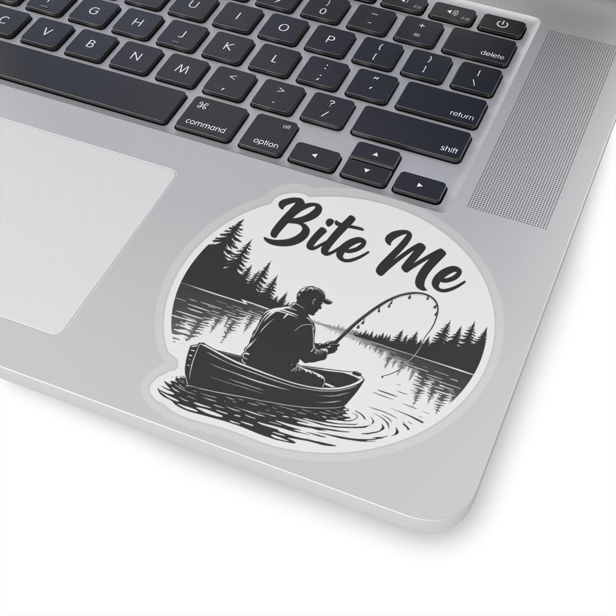 Bite Me Fishing in Canoe Sticker for Outdoor Lovers - Even Keel LLC