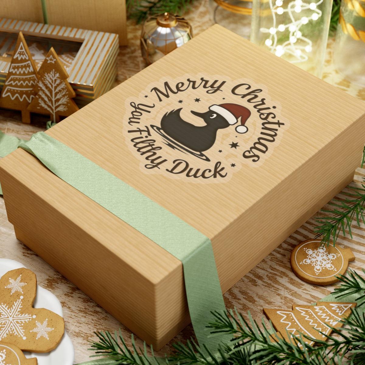 Merry Christmas Ya Filthy Duck Sticker for Fun Decor - Even Keel LLC