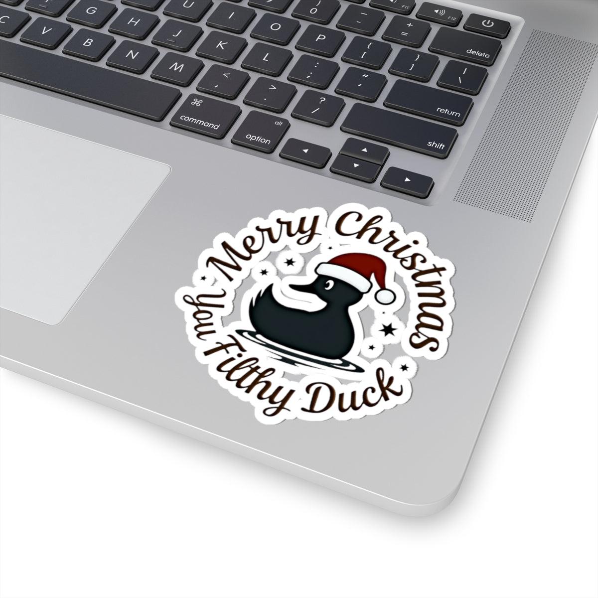 Merry Christmas Ya Filthy Duck Sticker for Fun Decor - Even Keel LLC