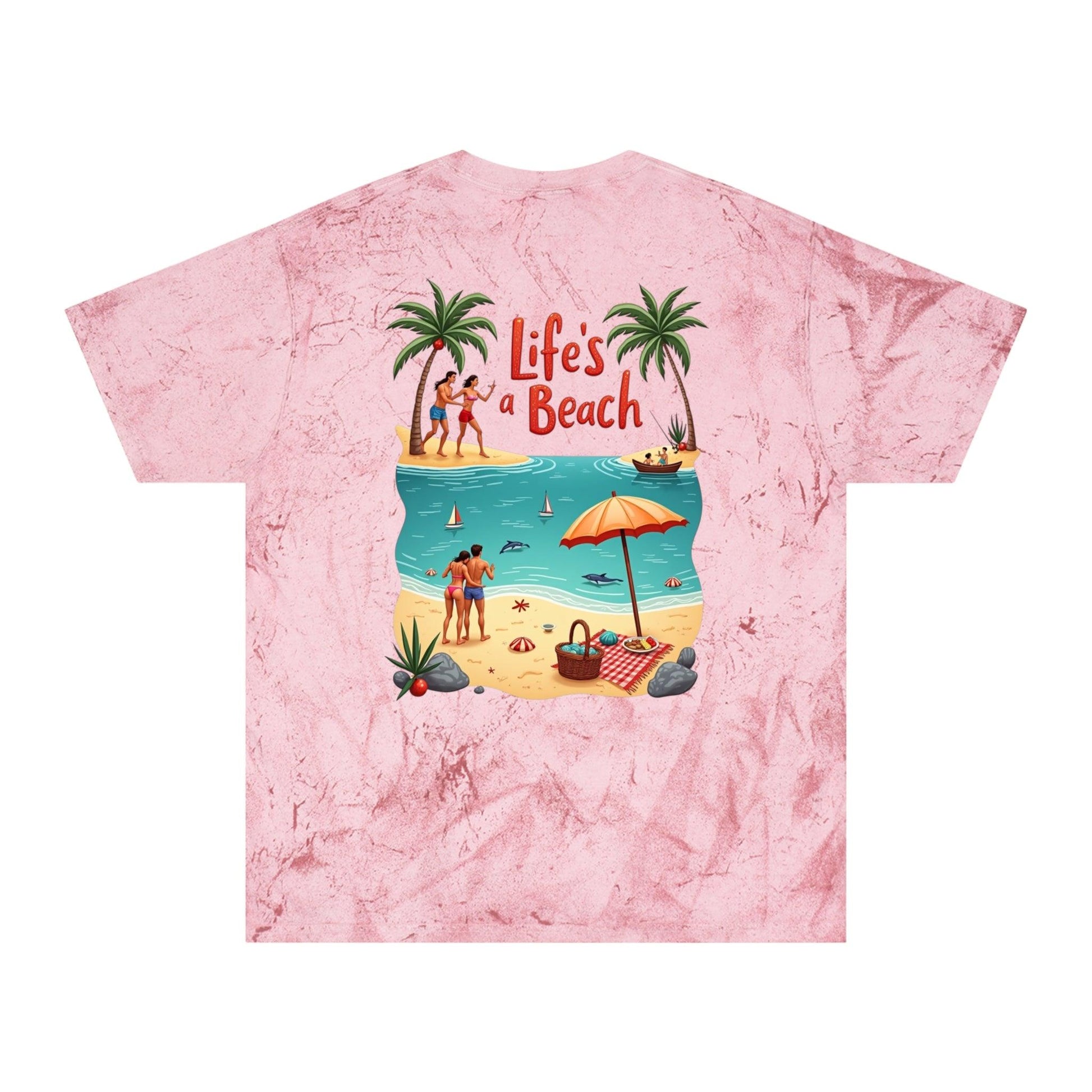 Life's a Beach - Unisex Color Blasted T-Shirt Double Sided - Even Keel LLC