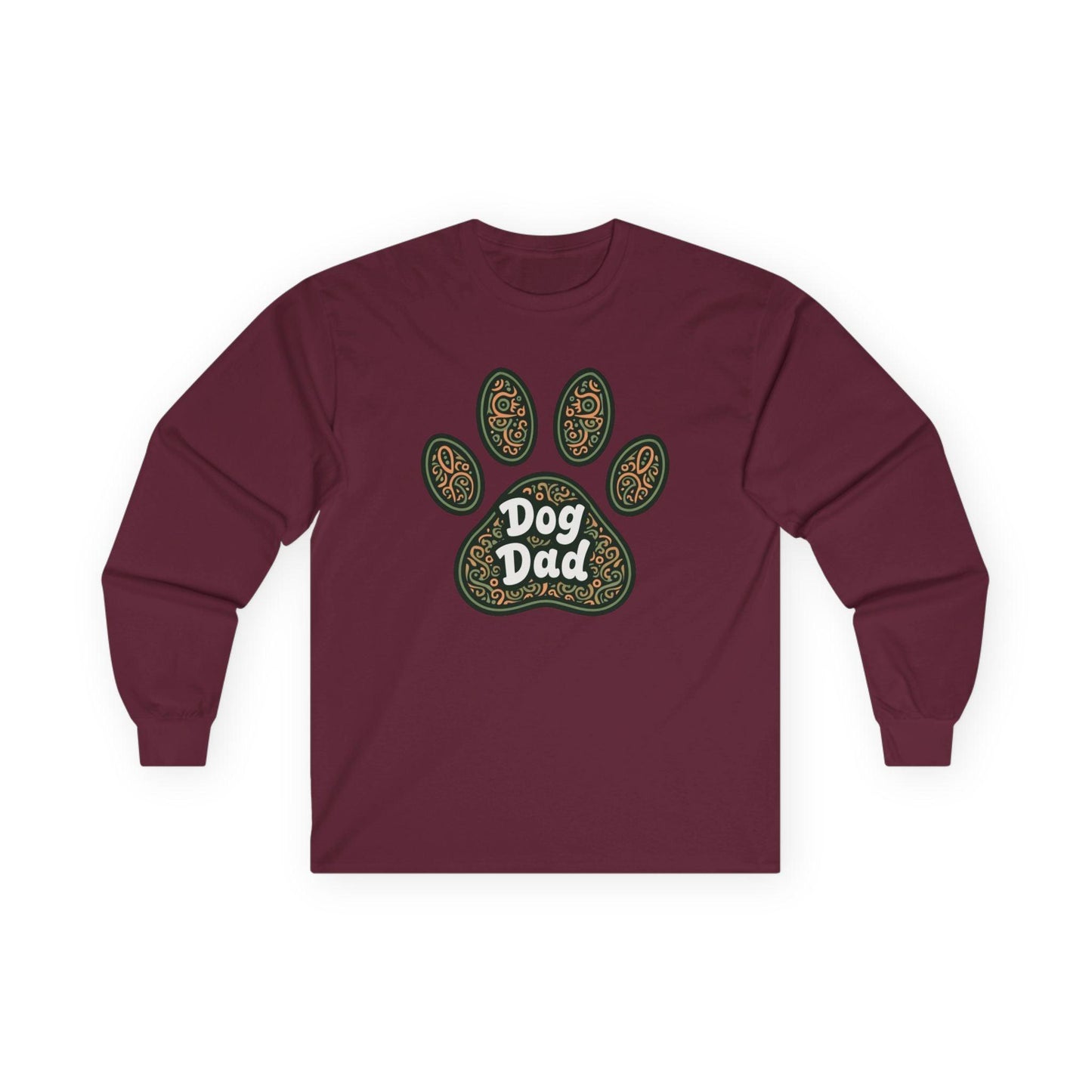 Long Sleeve Tee - Dog Dad Paw Print Design for Pet Lovers - Even Keel LLC