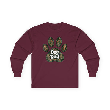 Long Sleeve Tee - Dog Dad Paw Print Design for Pet Lovers - Even Keel LLC